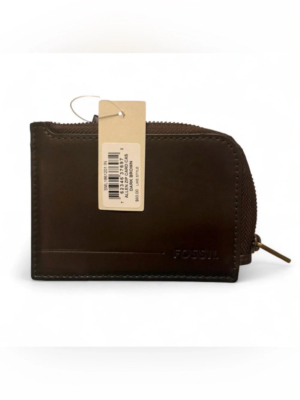 Fossil Dark Brown Leather Zip Pouch